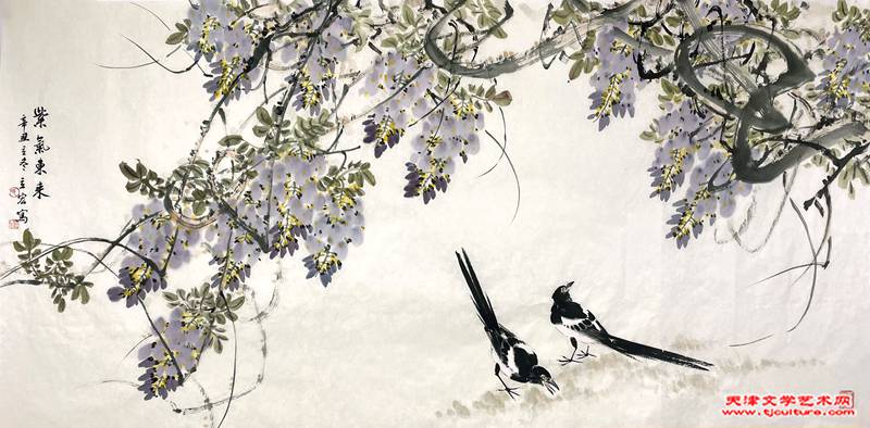 01 邢立宏国画作品《紫气东来》