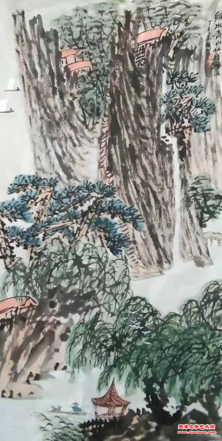 丁玉来国画《绿水青山任我游》