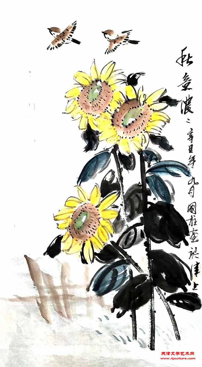 刘国柱国画《春意浓》