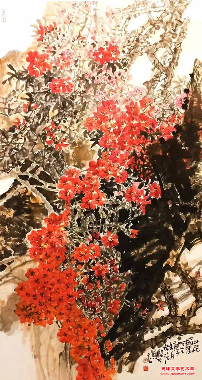 李根友国画《山花烂漫》