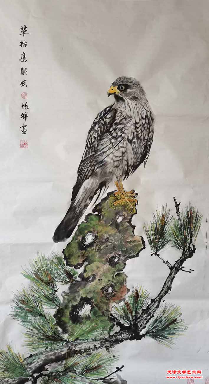 孙兆祥国画《草枯鹰眼急》