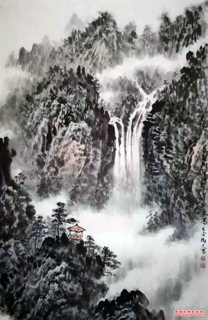 《萬壑树声满，绝壁泉鸣潺》
