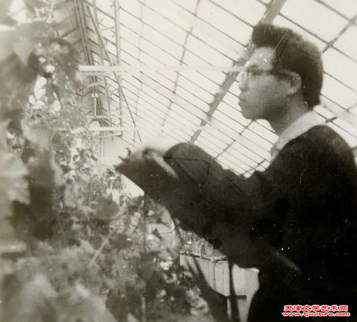 1978年王金厚带着学生到北京植物园写生。