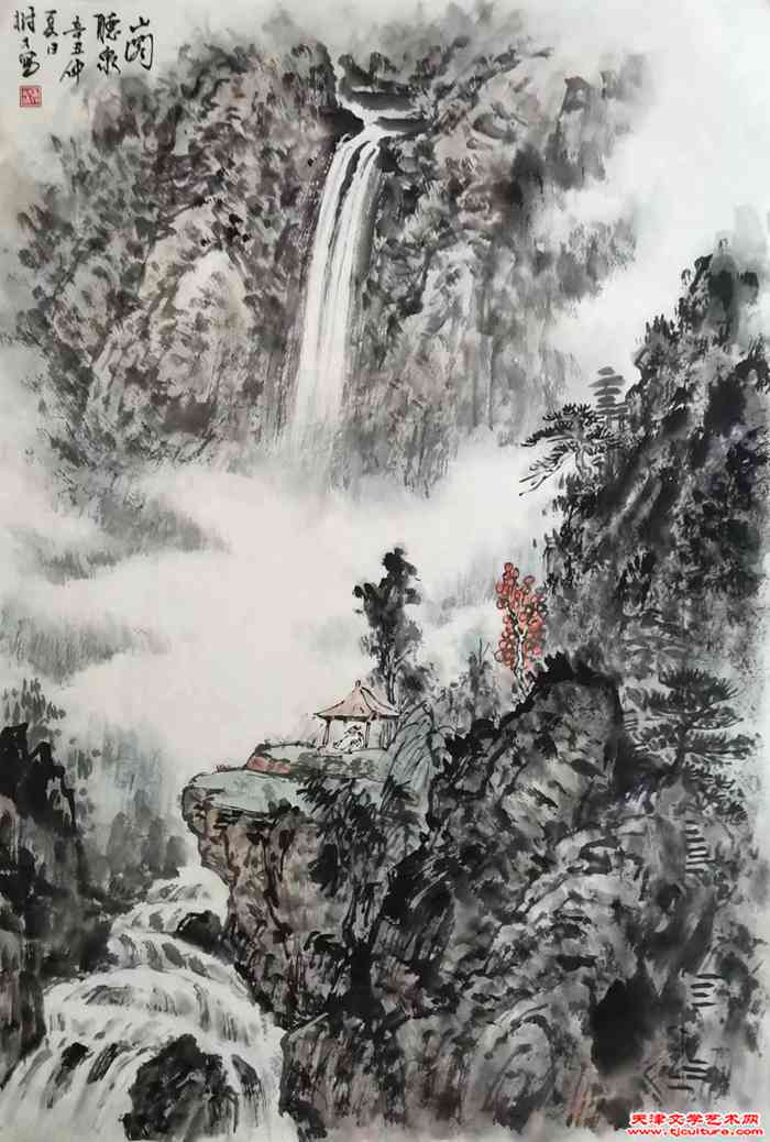 《山阁听泉》
