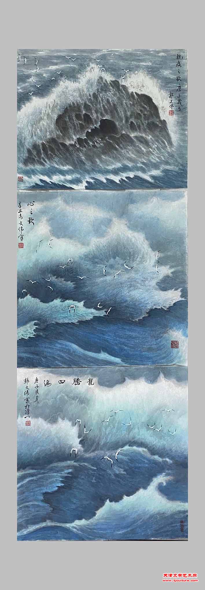 组画(3幅)抗疫之歌等（69x69x3cm）