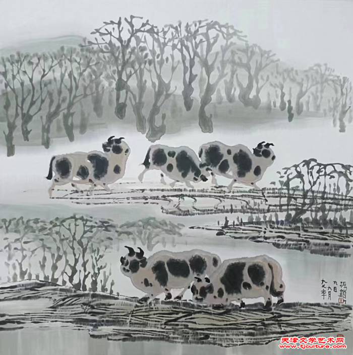 《牧牛》（水墨）