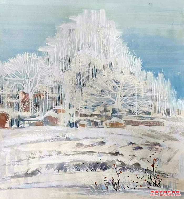 002水粉画  《银装素裹》     1980年12月