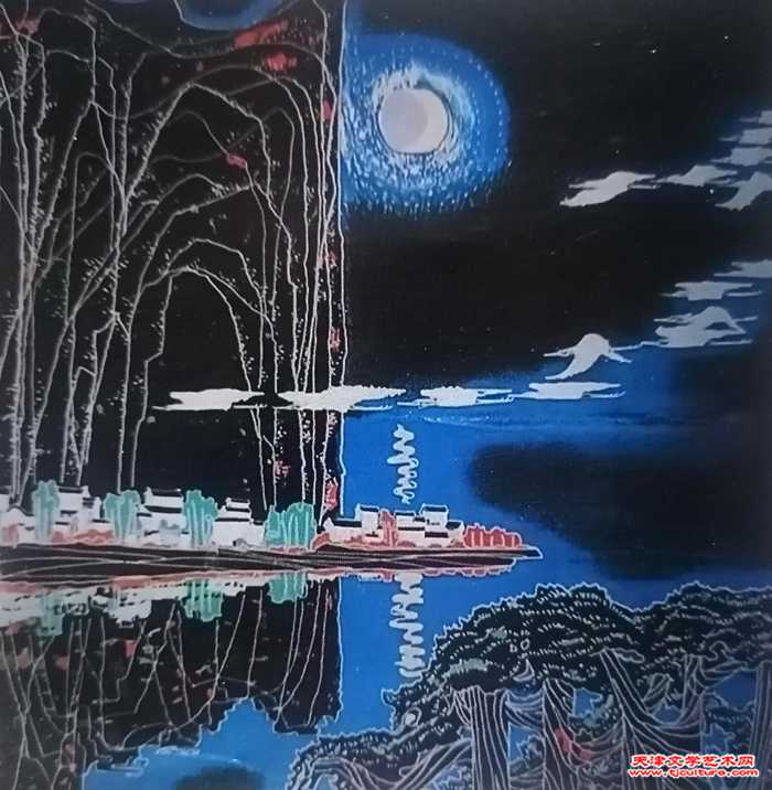 029漆画  《漓江月》