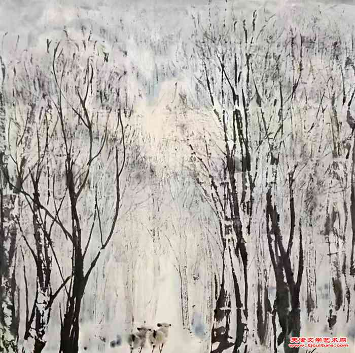 015 水墨画  《霜林》