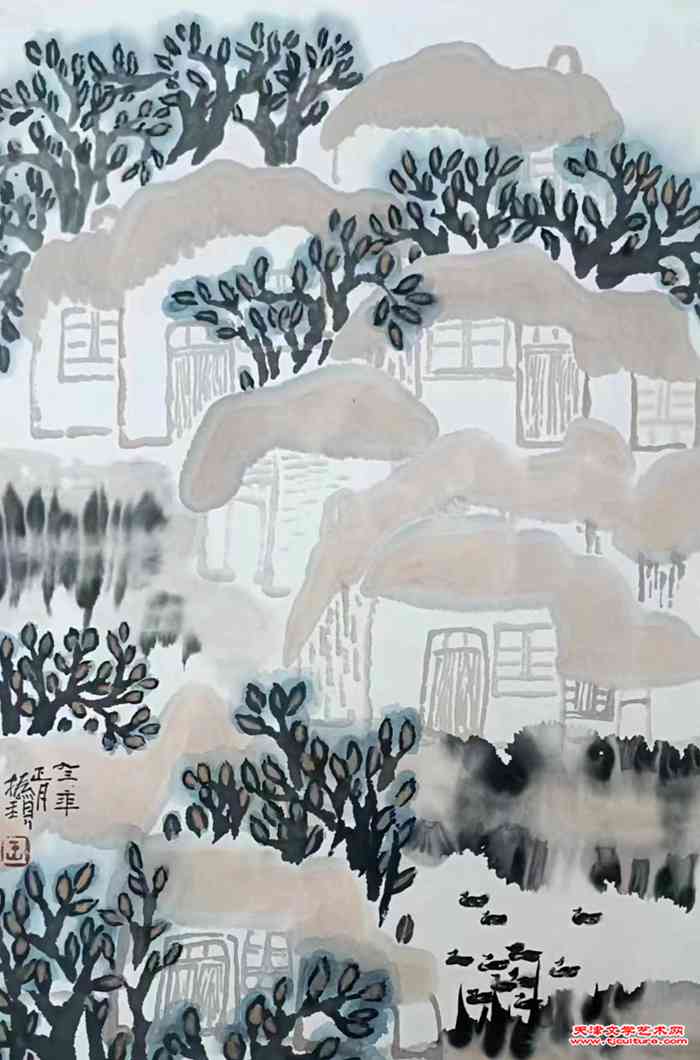 017 水墨画  《农家》     1993年1月