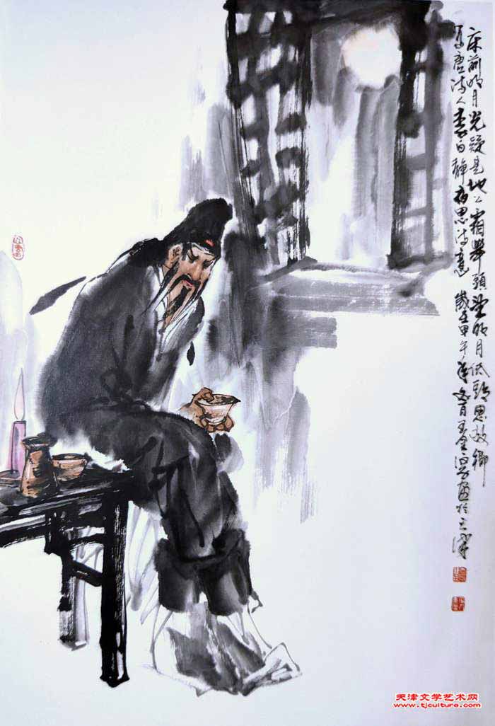 012 《低头思故乡》 唐   李白诗意