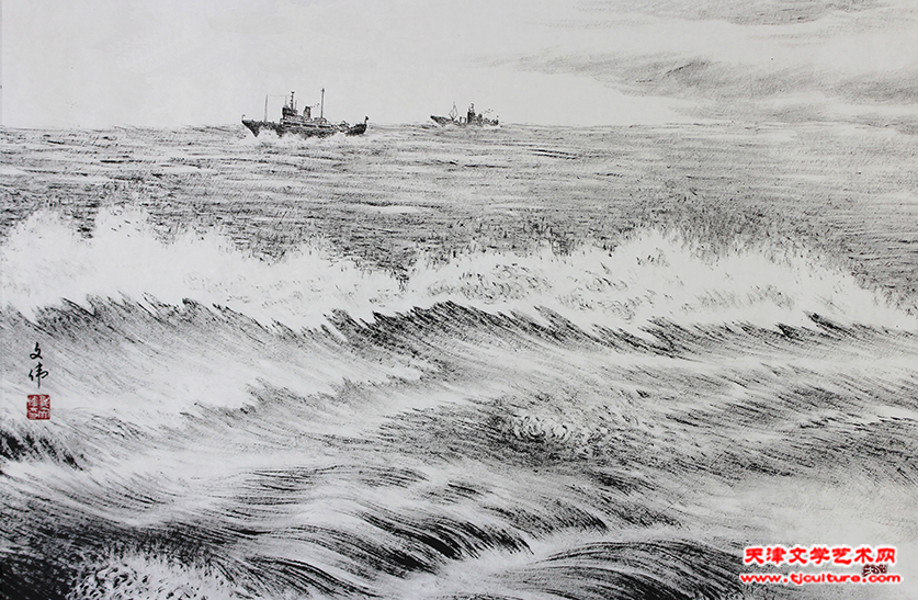 海测岁月  焦墨69cm×50cm 