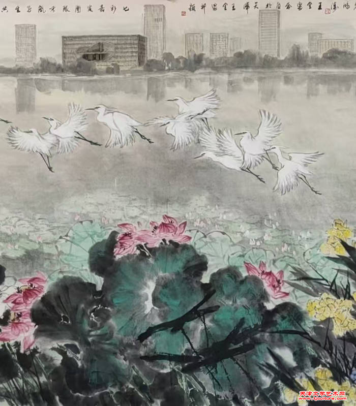 012 《远香湖畔尽朝暉》局部