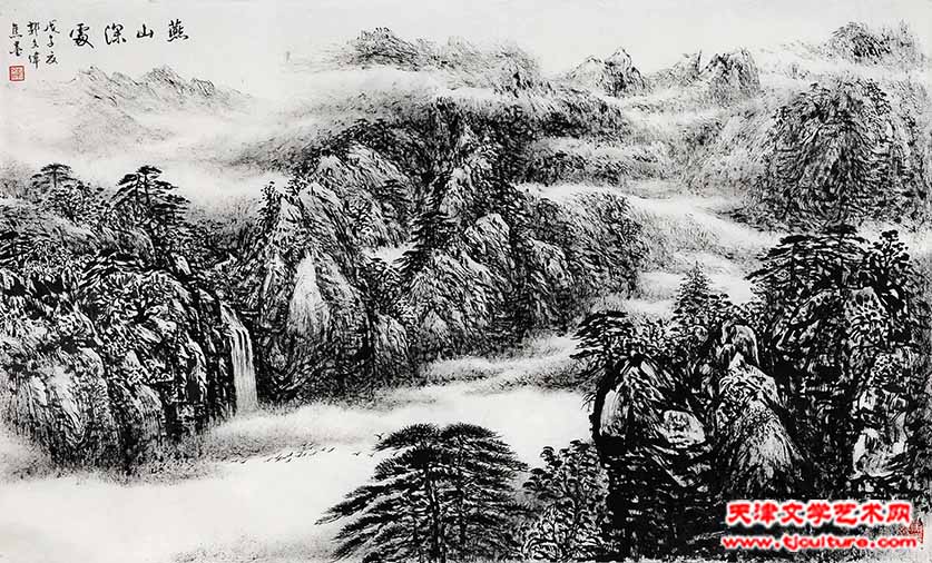 燕山深处69x120cm 焦墨