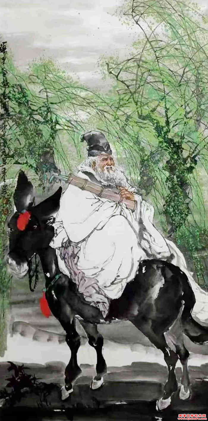 003 王金厚　《张果老游春图》　