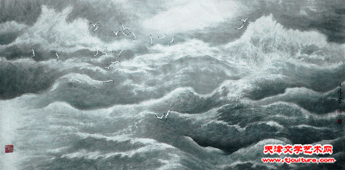 渤海深处（穷款69cm×138cm）