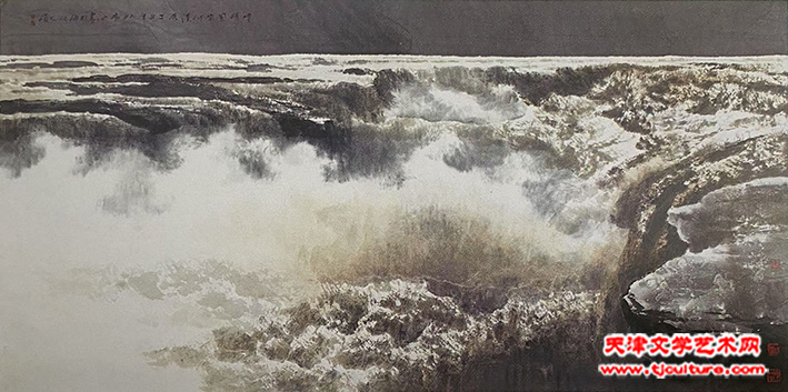 喷薄风雷河汉落 白庚延作117x235cm  1997年
