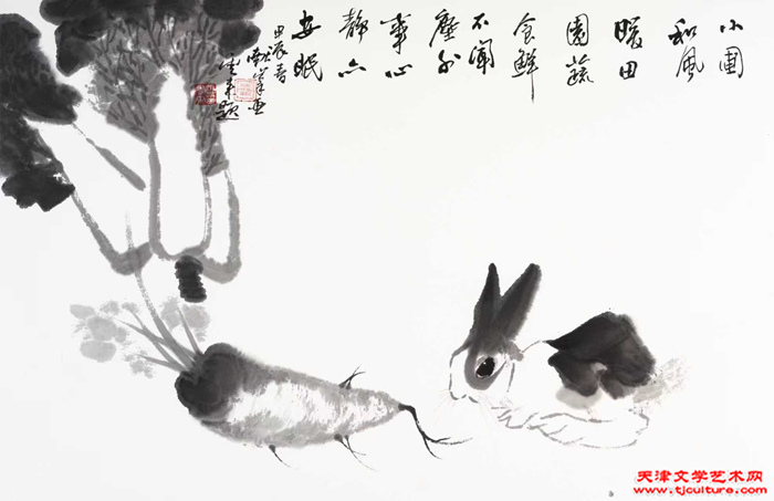 006　田园食蔬图 吕献峰绘画 唐云来题诗