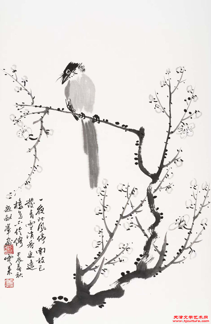 008　南枝发青图 吕献峰绘画 唐云来题诗