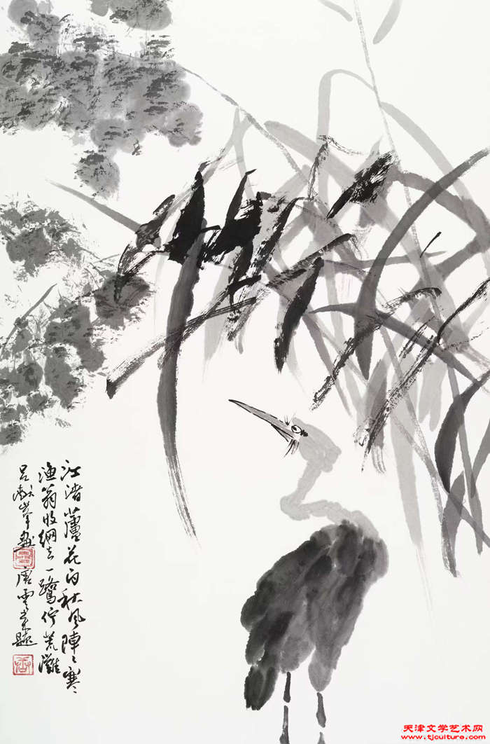 009　江渚诗意 吕献峰绘画 唐云来题诗