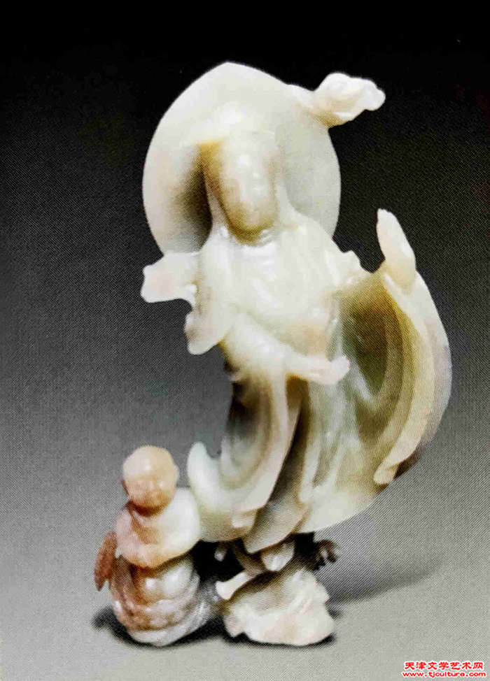 003　图三、张东才早期玉雕作品《送子观音》白玉