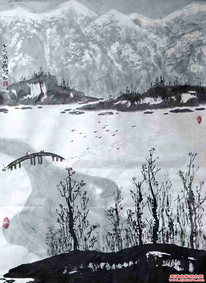003　王山岭　作品《寒林渡影》